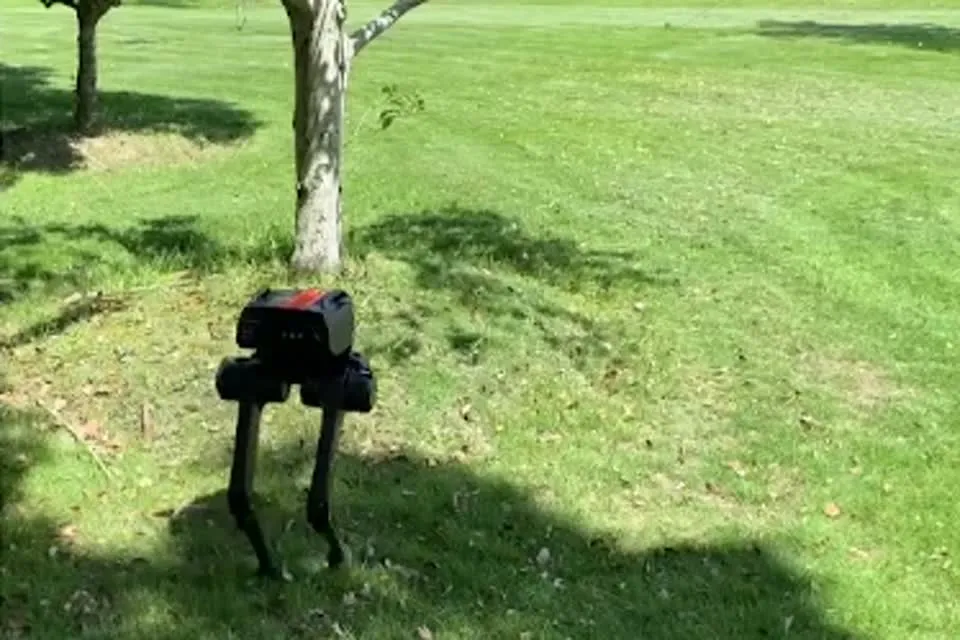 AnyBipe: a real bipedal robot walking on grass.