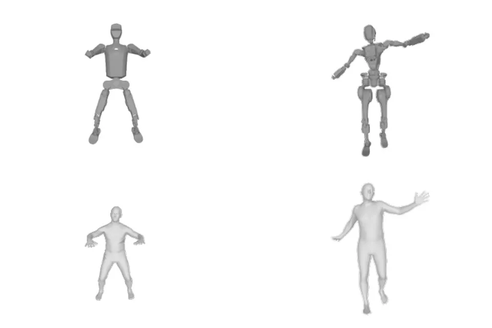 GBC: two robot poses above their corresponding human reference poses.
